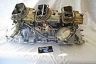 Aluminum Tri Power Intake Manifold and Carburetors BEFORE Chrome-Like Metal Polishing - Aluminum Polishing