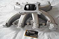 Aluminum V8 Engine Intake Manifold BEFORE Chrome-Like Metal Polishing - Aluminum Polishing Services