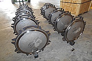 Stainless Steel Railroad Tank Car Tops / Lids BEFORE Chrome-Like Metal Polishing - Stainless Steel Polishing