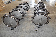 Stainless Steel Railroad Tank Car Tops / Lids BEFORE Chrome-Like Metal Polishing - Stainless Steel Polishing