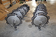 Stainless Steel Railroad Tank Car Tops / Lids BEFORE Chrome-Like Metal Polishing - Stainless Steel Polishing - Manufacture Polishing