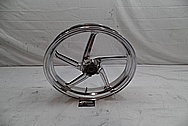 Aluminum 5 Blade Motorcycle Wheel AFTER Chrome-Like Metal Polishing 