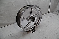 Aluminum 5 Blade Motorcycle Wheel AFTER Chrome-Like Metal Polishing 