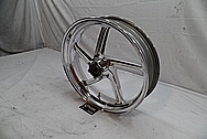 Aluminum 5 Blade Motorcycle Wheel AFTER Chrome-Like Metal Polishing 