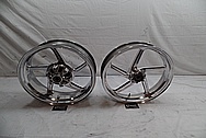 Aluminum 5 Blade Motorcycle Wheel AFTER Chrome-Like Metal Polishing 