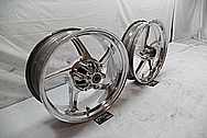 Aluminum 5 Blade Motorcycle Wheel AFTER Chrome-Like Metal Polishing 