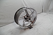 Aluminum 5 Blade Motorcycle Wheel AFTER Chrome-Like Metal Polishing 