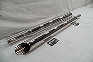 Triumph Stainless Steel Motorcycle Exhaust Pipes AFTER Chrome-Like Metal Polishing and Buffing Services - Aluminum Polishing