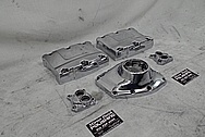 Aluminum Motorcycle Engine Cover Pieces AFTER Chrome-Like Metal Polishing - Aluminum Polishing Services