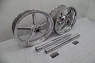 Aluminum Motorcycle Wheels AFTER Chrome-Like Metal Polishing - Aluminum Polishing Services