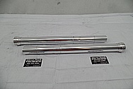 Aluminum Motorcycle Front Lower Fork Tubes AFTER Chrome-Like Metal Polishing - Aluminum Polishing Services