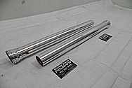 Aluminum Motorcycle Front Lower Fork Tubes AFTER Chrome-Like Metal Polishing - Aluminum Polishing Services