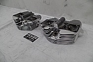 1969 Harley Davidson Pan Shovelhead Limited Edition Motorcycle Aluminum Cylinder Heads AFTER Chrome-Like Metal Polishing - Aluminum Polishing Services