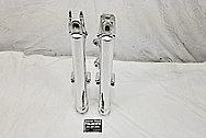 Harley Davidson Motorcycle Aluminum Lower Forks AFTER Chrome-Like Metal Polishing and Buffing Services / Restoration Services - Motorcycle Aluminum Polishing