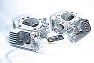 Harley Davidson Evolution Aluminum Motorcycle Engine Heads AFTER Chrome-Like Metal Polishing and Buffing Services