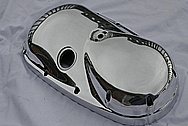 Triumph Motorcycle Aluminum Cover Piece AFTER Chrome-Like Metal Polishing and Buffing Services