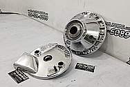 Motorcycle Aluminum Hub Pieces AFTER Chrome-Like Metal Polishing - Aluminum Polishing Services