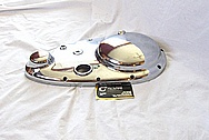 1949 Indian Scout Motorcycle Aluminum Primary Cover AFTER Chrome-Like Metal Polishing and Buffing Services