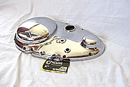 1949 Indian Scout Motorcycle Aluminum Primary Cover AFTER Chrome-Like Metal Polishing and Buffing Services