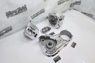 Harley Davidson Aluminum Motorcycle Engine Case, Transmission Case and Primary Cover AFTER Chrome-Like Metal Polishing and Buffing Services / Restoration Services - Aluminum Polishing - Motorcycle Polishing