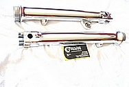 Aluminum Motorcycle Front Forks AFTER Chrome-Like Metal Polishing and Buffing Services Plus Custom Cutting Servicess