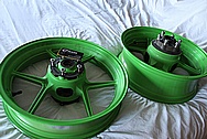 Aluminum Kawasaki Motorcycle Wheels BEFORE Chrome-Like Metal Polishing and Buffing Services / Restoration Services