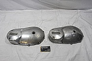 Triumph Aluminum Motorcycle Engine Cover Piece BEFORE Chrome-Like Metal Polishing and Buffing Services / Restoration Services 