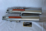 Aluminum Motorcycle Front Forks BEFORE Chrome-Like Metal Polishing and Buffing Services / Restoration Service