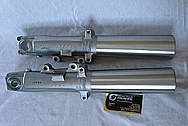 Aluminum Motorcycle Front Forks BEFORE Chrome-Like Metal Polishing and Buffing Services / Restoration Service