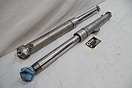 Aluminum Motorcycle Front Shock Tubes BEFORE Chrome-Like Metal Polishing and Buffing Services / Restoration Services