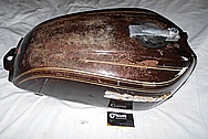 Honda Motorcycle Aluminum Gas Tank BEFORE Chrome-Like Metal Polishing and Buffing Services / Restoration Services