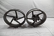 Aluminum 5 Blade Motorcycle Wheel BEFORE Chrome-Like Metal Polishing 