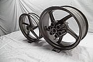 Aluminum 5 Blade Motorcycle Wheel BEFORE Chrome-Like Metal Polishing 