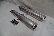 1974 Harley Davidson FLH Aluminum Front Fork Sliders BEFORE Chrome-Like Metal Polishing and Buffing Services - Aluminum Polishing