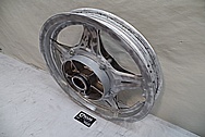 Aluminum Motorcycle Wheel BEFORE Chrome-Like Metal Polishing - Aluminum Polishing Services