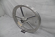 Harley Davidson Rocker Custom Aluminum Motorcycle Wheels BEFORE Chrome-Like Metal Polishing - Aluminum Polishing Services