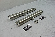 Harley Davidson Motorcycle Aluminum Lower Forks BEFORE Chrome-Like Metal Polishing and Buffing Services / Restoration Services - Motorcycle Aluminum Polishing