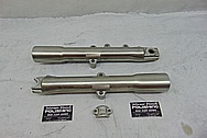 Harley Davidson Motorcycle Aluminum Lower Forks BEFORE Chrome-Like Metal Polishing and Buffing Services / Restoration Services - Motorcycle Aluminum Polishing