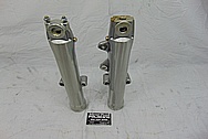 Harley Davidson Motorcycle Aluminum Lower Forks BEFORE Chrome-Like Metal Polishing and Buffing Services / Restoration Services - Motorcycle Aluminum Polishing