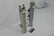 Harley Davidson Motorcycle Aluminum Lower Forks BEFORE Chrome-Like Metal Polishing and Buffing Services / Restoration Services - Motorcycle Aluminum Polishing