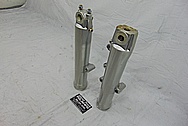 Harley Davidson Motorcycle Aluminum Lower Forks BEFORE Chrome-Like Metal Polishing and Buffing Services / Restoration Services - Motorcycle Aluminum Polishing