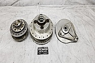 1970's Aluminum Motorcycle Hubs and Brake Parts BEFORE Chrome-Like Metal Polishing - Aluminum Polishing Services