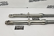 Motorcycle Aluminum Fork Legs BEFORE Chrome-Like Metal Polishing and Buffing Services - Aluminum Polishing 