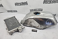 Aluminum Motorcylce Gas Tank BEFORE Chrome-Like Metal Polishing - Aluminum Polishing