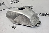 Motorcycle Aluminum Gas Tank BEFORE Chrome-Like Metal Polishing and Buffing Services - Aluminum Polishing