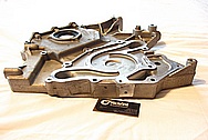 Dodge Challenger 6.1L Hemi Engine Aluminum Timing Cover BEFORE Chrome-Like Metal Polishing and Buffing Services