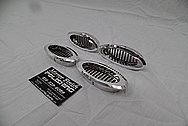 1941 Willys Coupe Aluminum Interior Trim Pieces AFTER Chrome-Like Metal Polishing - Aluminum Polishing Services 