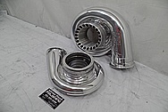 TWO Precision Turbo Aluminum Turbo Housings AFTER Chrome-Like Metal Polishing - Aluminum Polishing