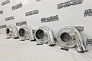 (4) 6,000 Horsepower PRI Show Aluminum Cast Turbo Housings AFTER Chrome-Like Metal Polishing and Buffing Services - Aluminum Polishing