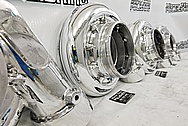 (4) 6,000 Horsepower PRI Show Aluminum Cast Turbo Housings AFTER Chrome-Like Metal Polishing and Buffing Services - Aluminum Polishing